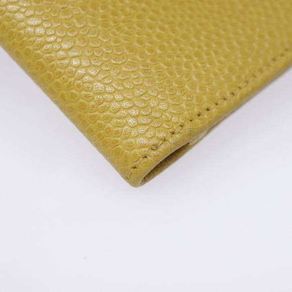 CHANEL COCO Mark Card Case Caviar Skin Yellow CC Auth am6890 - Picture 7 of 16